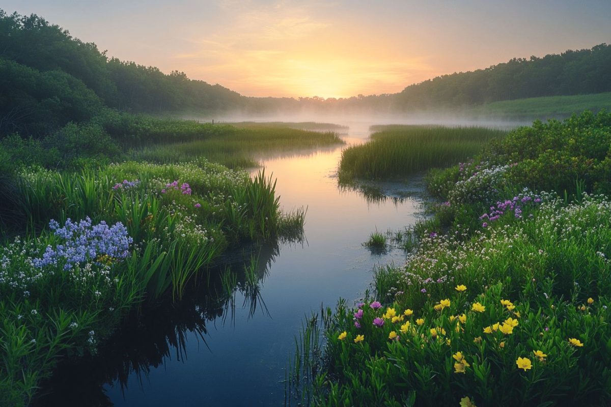 Un tableau naturel impressionnant se forme dans un marais de Virginie