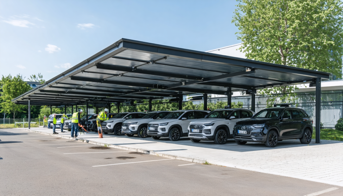 quimper installe des ombrières photovoltaïques innovantes au centre technique municipal pour promouvoir l'énergie renouvelable et améliorer l'efficacité énergétique.