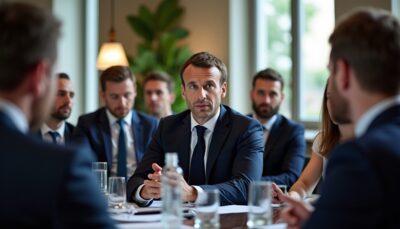 Emmanuel Macron rassemble les acteurs de la filière électrique, des géants d'EDF aux artisans plombiers-chauffagistes de proximité